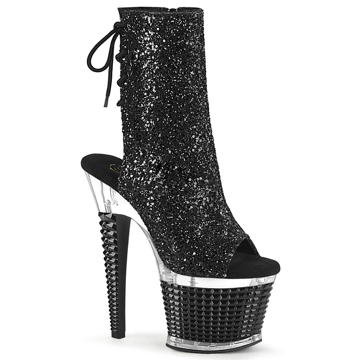 Pleaser Stivaletti SPECTATOR-1018g Blk Glitter / CLR-BLK