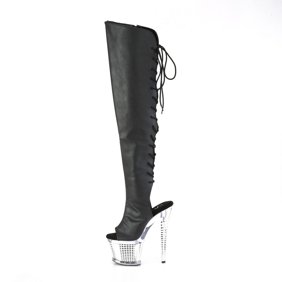 Pleaser Stivali SPECTATOR-3019 Blk Faxur in pelle / CLR-SLV Chrome