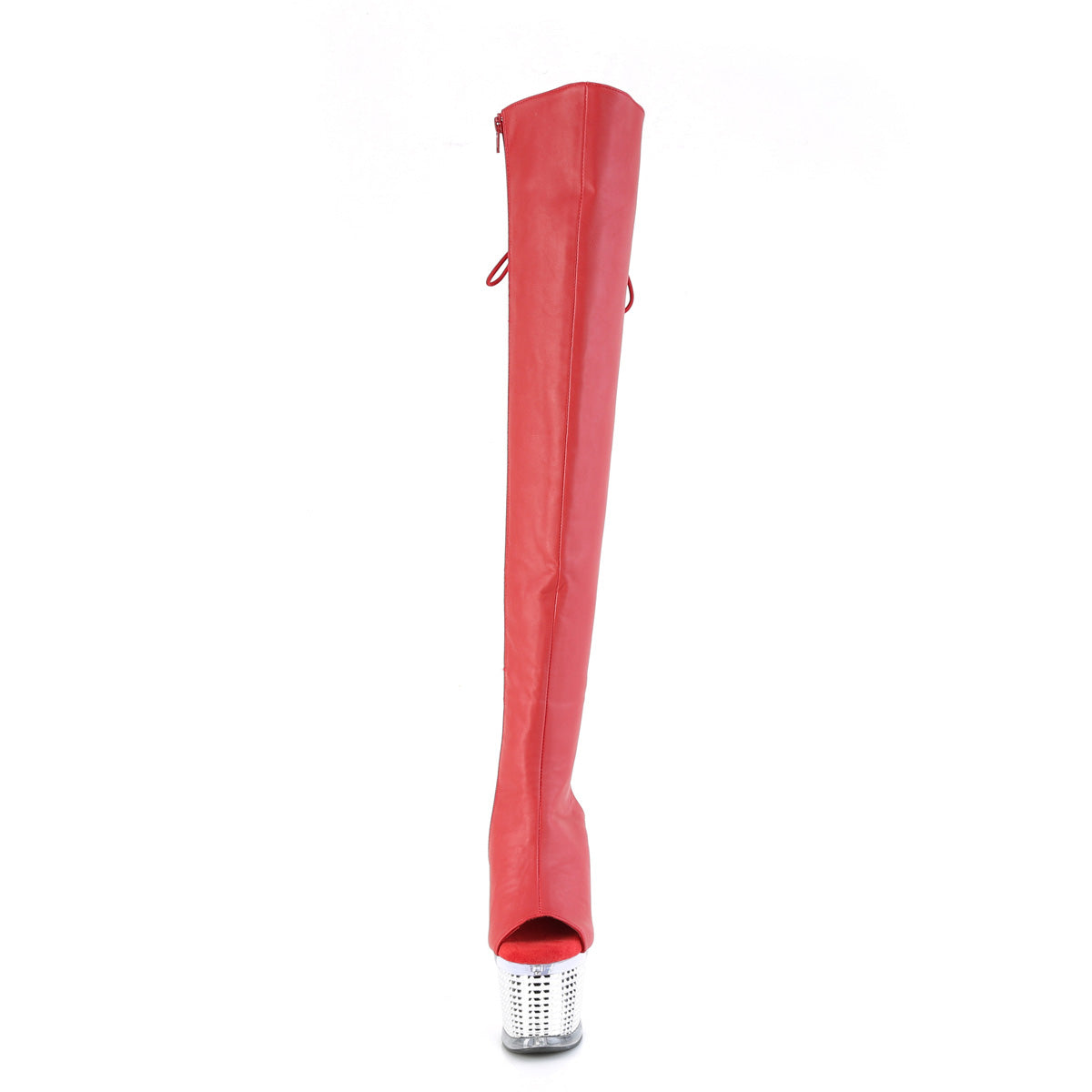 Pleaser Stivali SPECTATOR-3019 in ecopelle rossa / CLR-SLV cromato