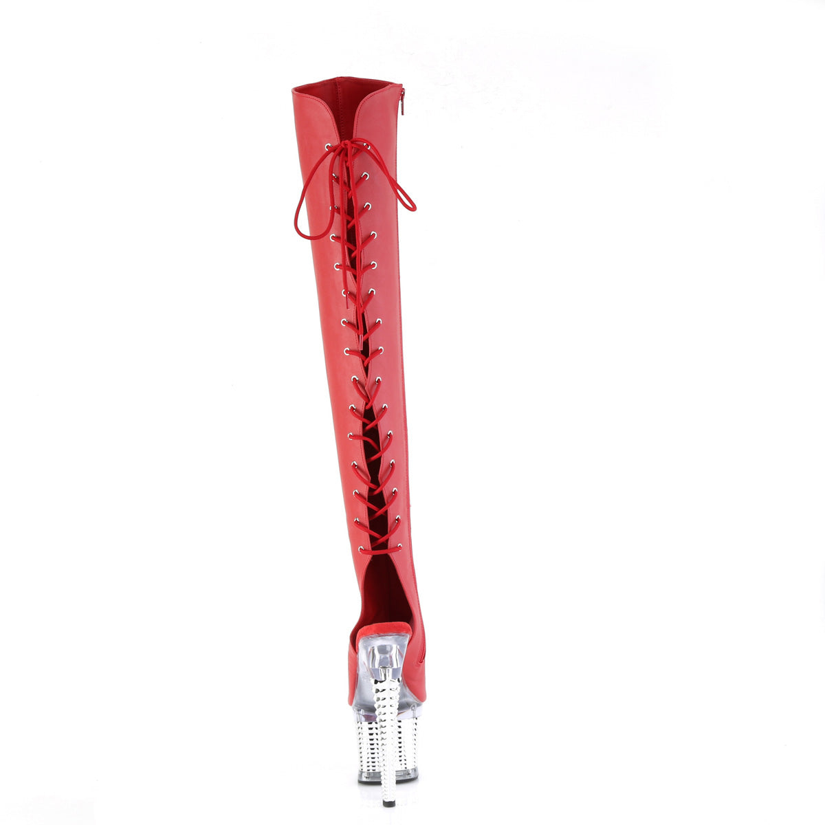 Pleaser Stivali SPECTATOR-3019 in ecopelle rossa / CLR-SLV cromato