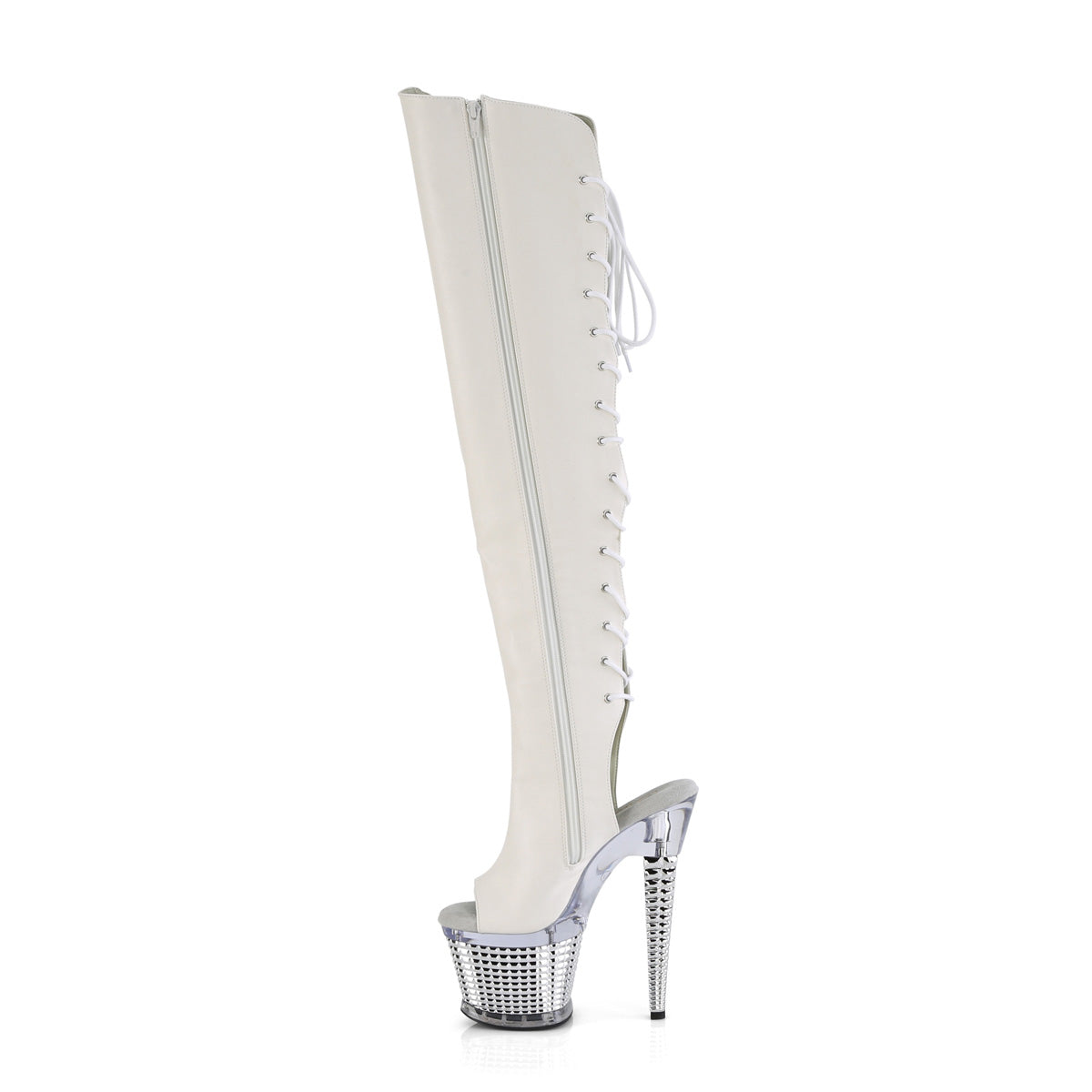 Pleaser Stivali SPECTATOR-3019 FAUX PELLE / CLR-SLV cromato