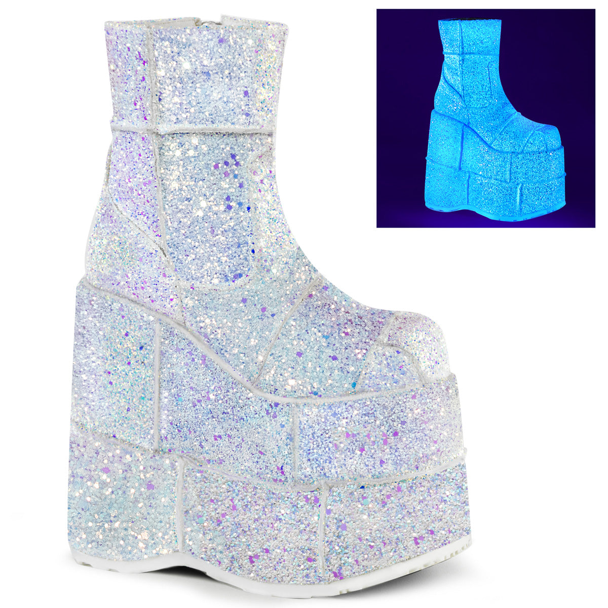 DemoniaCult Stivali da uomo STACK-201G WHT Multitter
