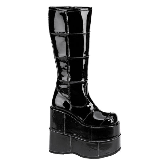 DemoniaCult Stivali da uomo STACK-301 blk pat