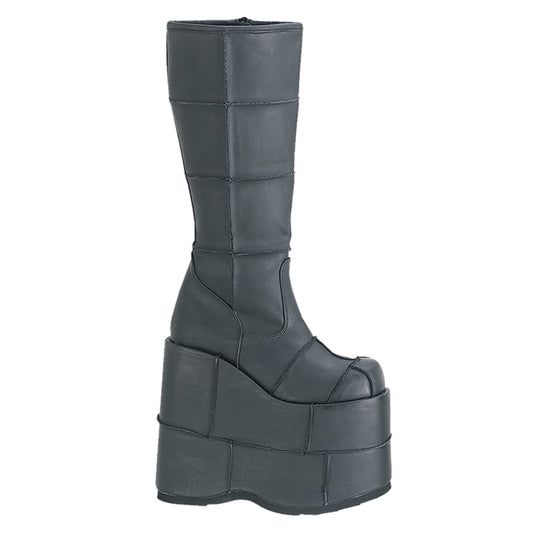 DemoniaCult Stivali da uomo STACK-301 pelle vegana BLK