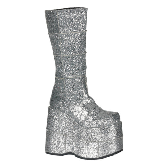 DemoniaCult Stivali da uomo STACK-301G SLV GLTR
