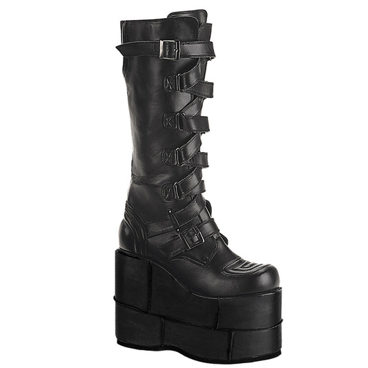 DemoniaCult Stivali da uomo STACK-308 pelle vegana BLK
