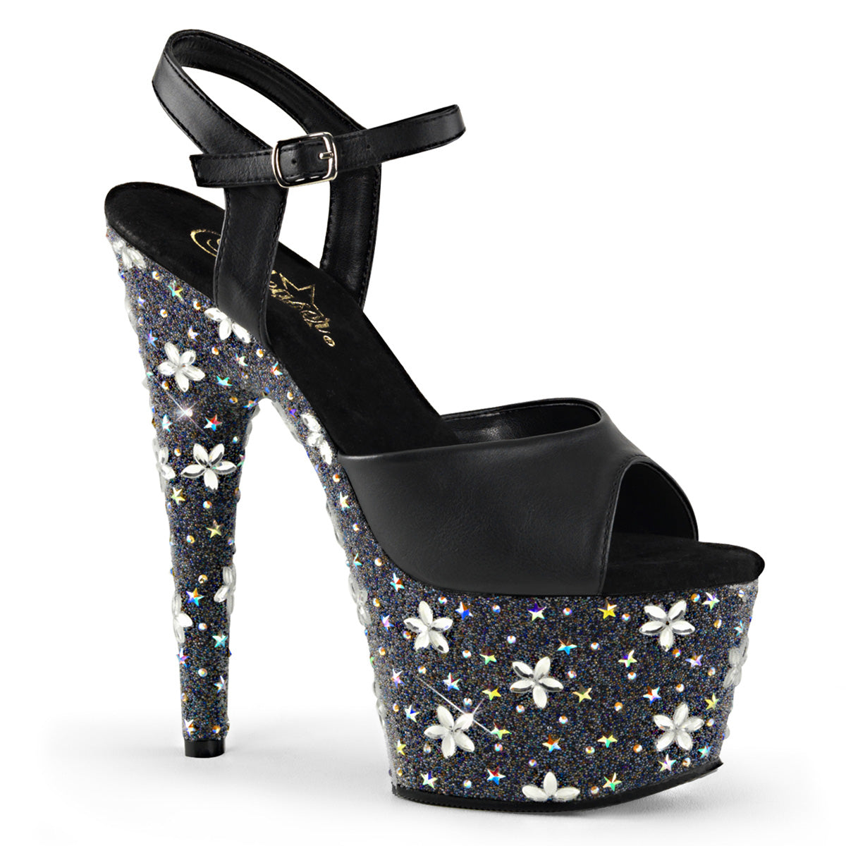 Pleaser Sandali da donna STARBLOOM-709 BLK in ecopelle / BLK-SLV multi