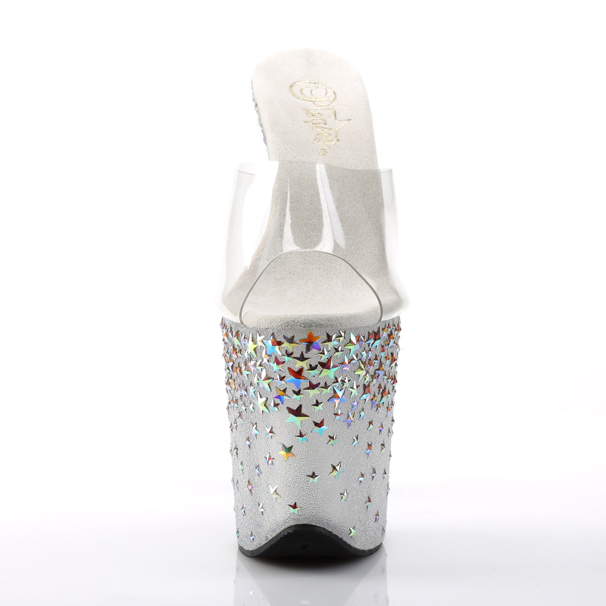 Pleaser Sandali da donna STARSPLASH-801 CLR / Gelo (SLV Hologram Stars)