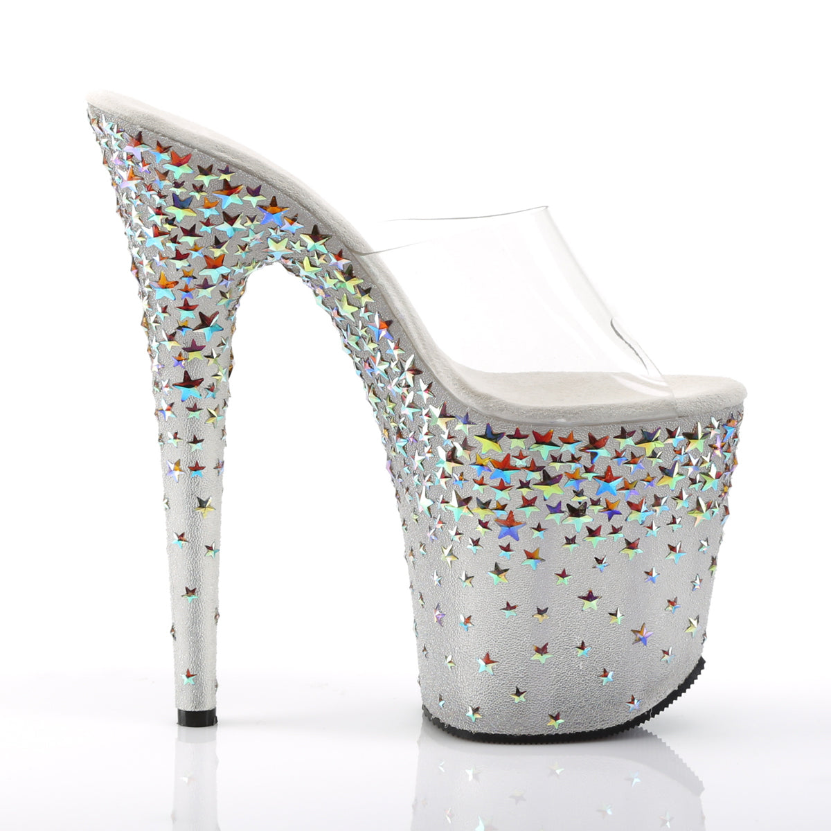 Pleaser Sandali da donna STARSPLASH-801 CLR / Gelo (SLV Hologram Stars)