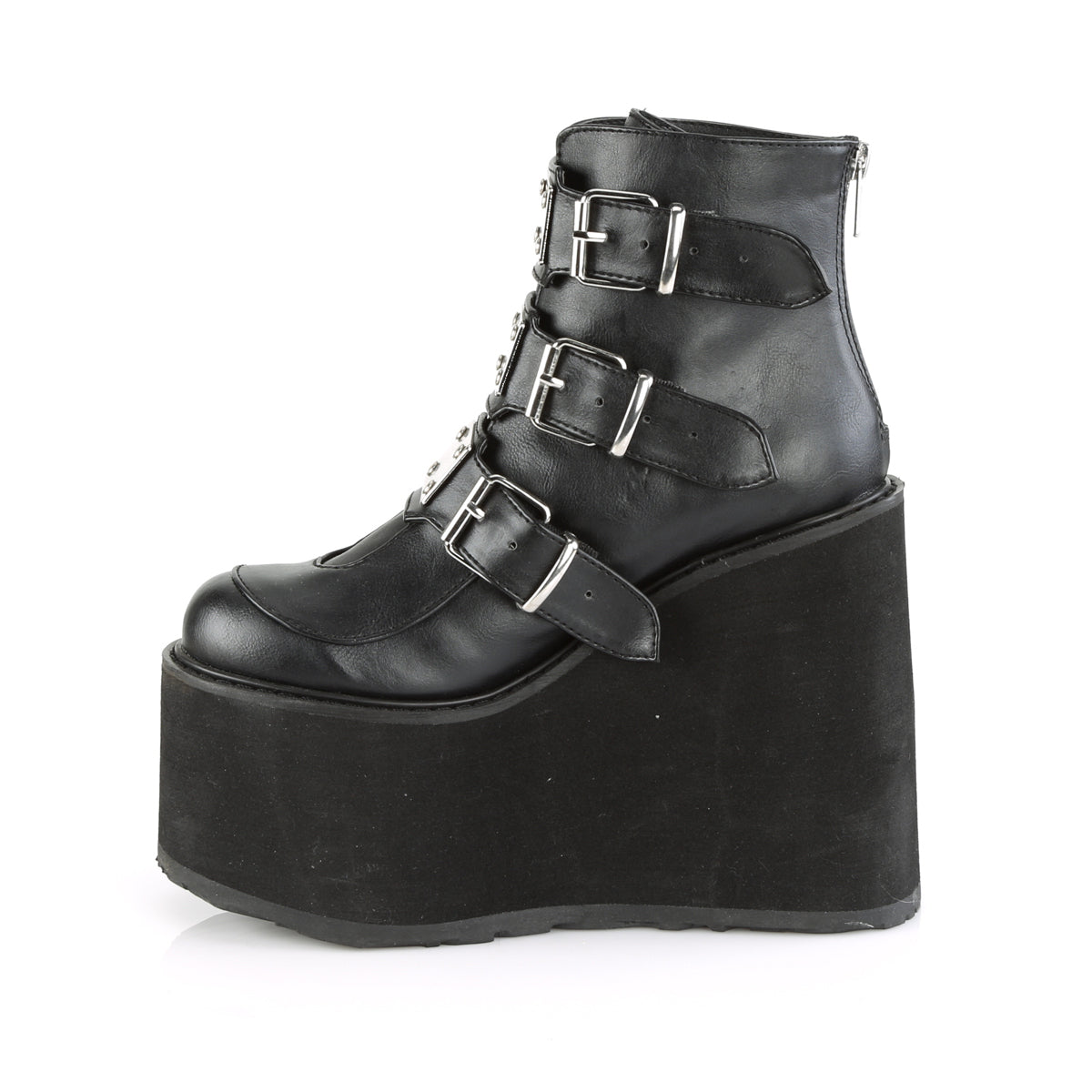 DemoniaCult Womens Ankle Boots SWING-105 Blk Vegan Leather