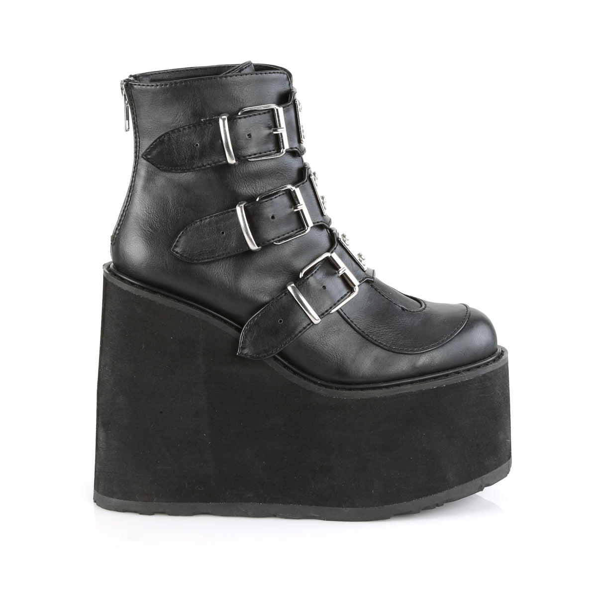 DemoniaCult Womens Ankle Boots SWING-105 Blk Vegan Leather