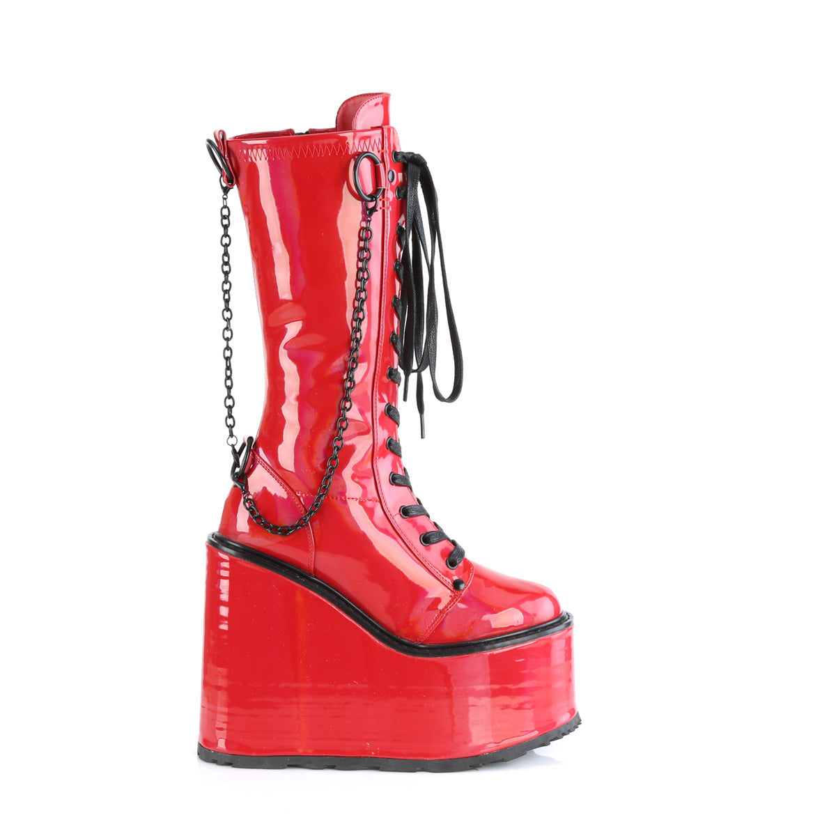 DemoniaCult Boots SWING-150 Red Holographic Stretch Pat