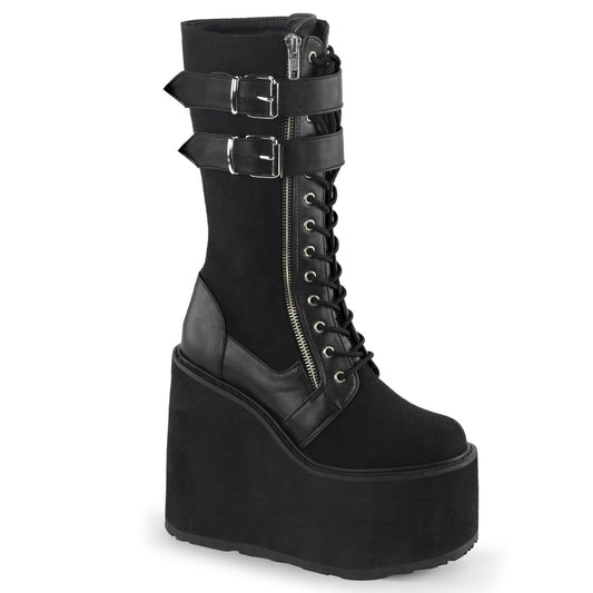 DemoniaCult Stivali da donna SWING-221 pelle tela blk