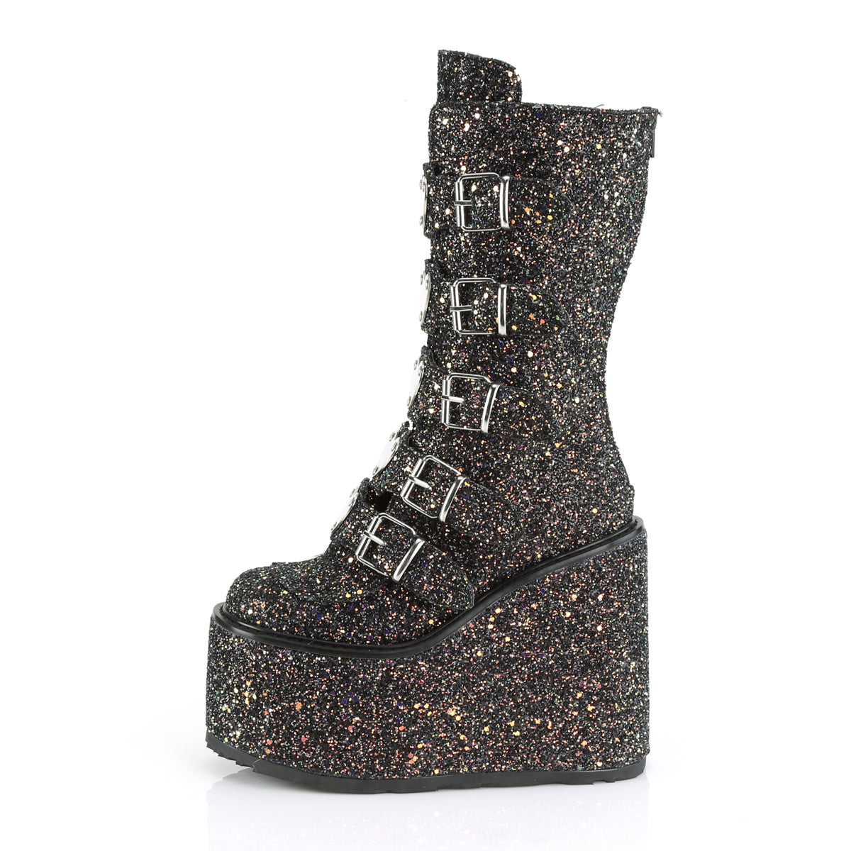 DemoniaCult Stivali da donna SWING-230G BLK Multi Glitter