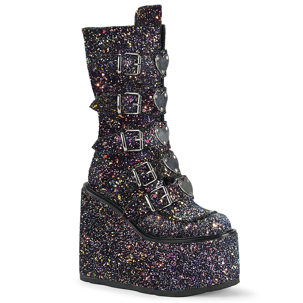 DemoniaCult Stivali da donna SWING-230G BLK Multi Glitter