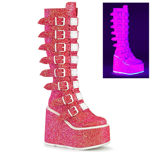 DemoniaCult  Stivali SWING-815uv rosa glitter