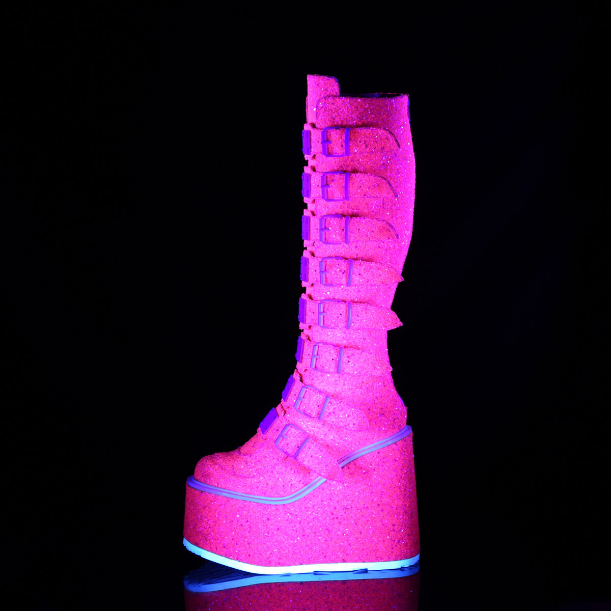 DemoniaCult Stivali SWING-815uv rosa glitter
