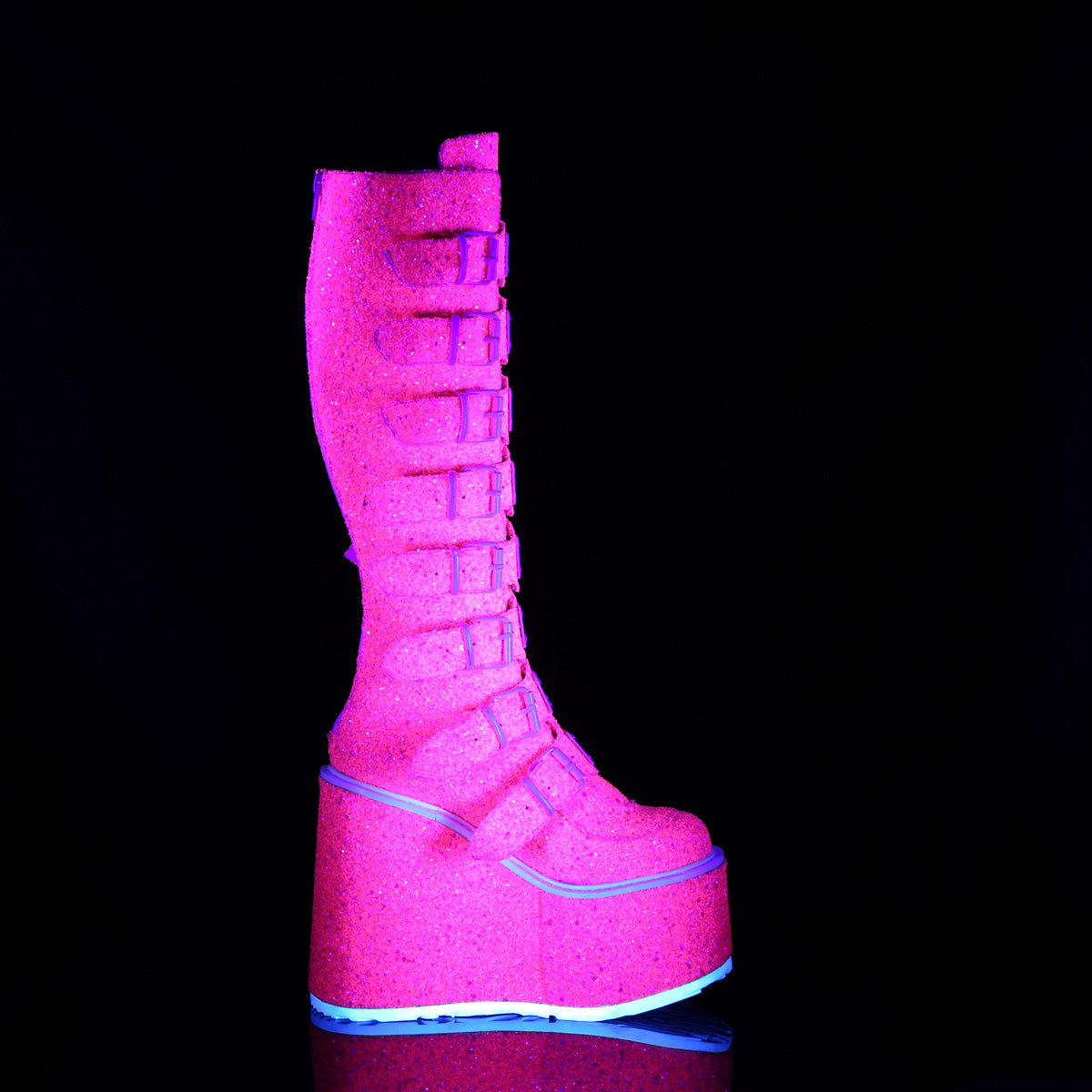 DemoniaCult Stivali SWING-815uv rosa glitter
