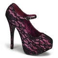 Bordello Pompe da donna TEEZE-07l H. Pink Satin-Blk Lace