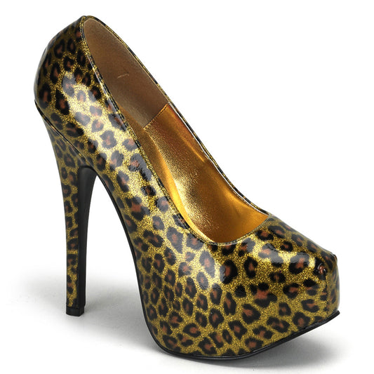 Bordello Pompe da donna TEEZE-37 Gold Cheetah Pat