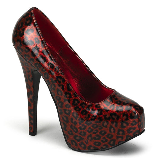 Bordello Pompe da donna TEEZE-37 Pat del ghepardo rosso