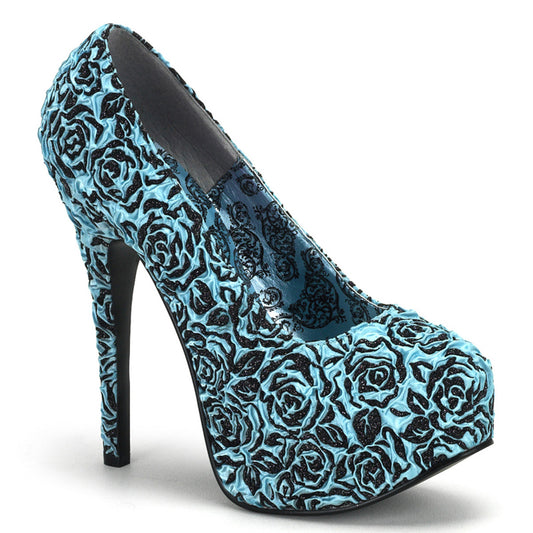 Bordello Pompe da donna TEEZE-39 B.Blue Floral Satin
