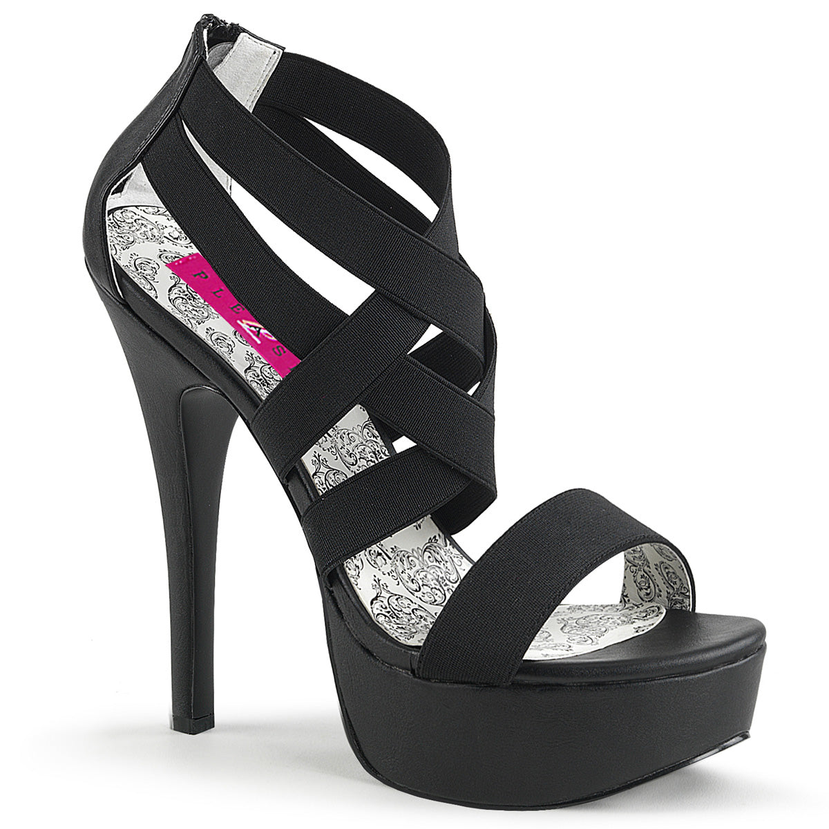 Pleaser Pink Label Pompe da donna TEEZE-47W BLK Band elasticizzato / BLK