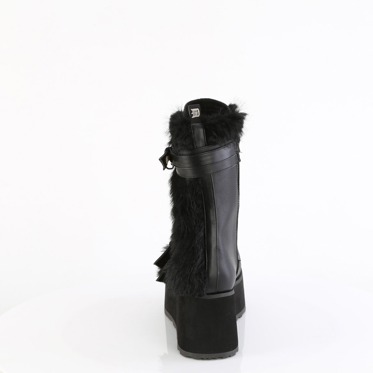 DemoniaCult Mens TRASHVILLE-218 Blk Vegan Leather-Faux Fur