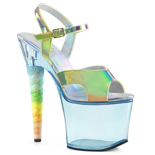 Pleaser Sandali da donna Unicorn-711T TPU spostamento verde / BABLE BLU TINTED