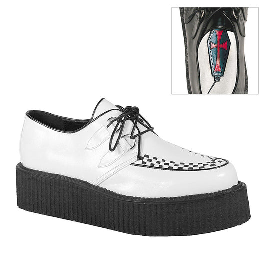 DemoniaCult Scarpa bassa maschile V-CREEPER-502 pelle vegana WHT