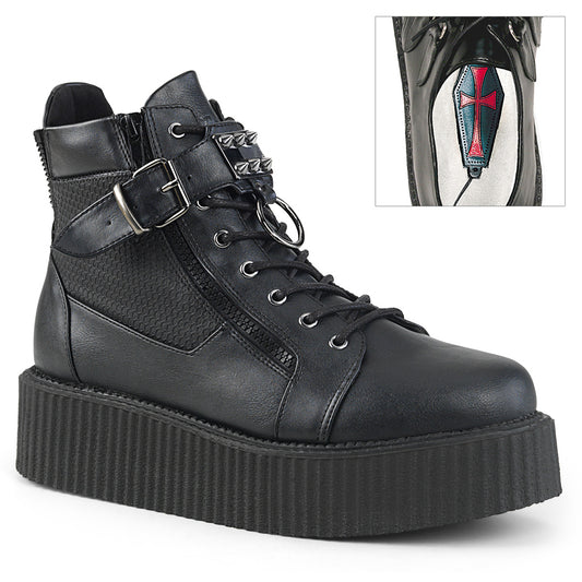 DemoniaCult Scarpa bassa maschile V-CREEPER-566 pelle vegana BLK