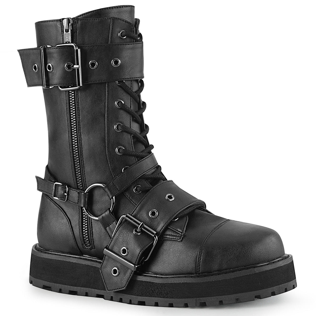 DemoniaCult Stivali da uomo VALOR-220 pelle vegana BLK