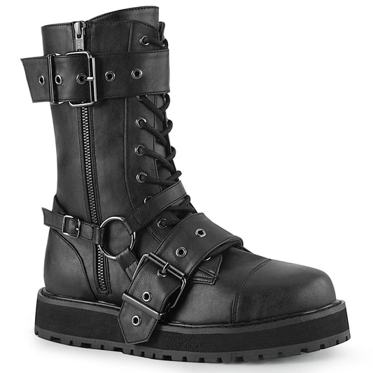 DemoniaCult Stivali da uomo VALOR-220 pelle vegana BLK