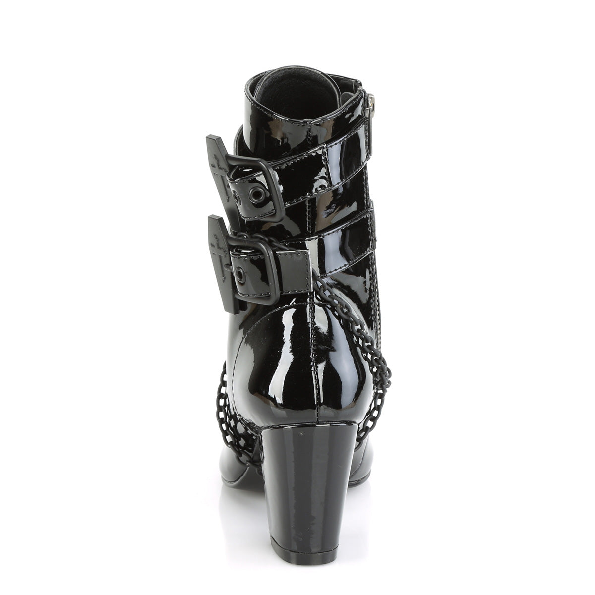 DemoniaCult Stivali alla caviglia femminile VIVIKA-128 blk pat
