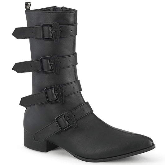 DemoniaCult Stivali da uomo WARLOCK-110-c BLK VEGAN PELLE
