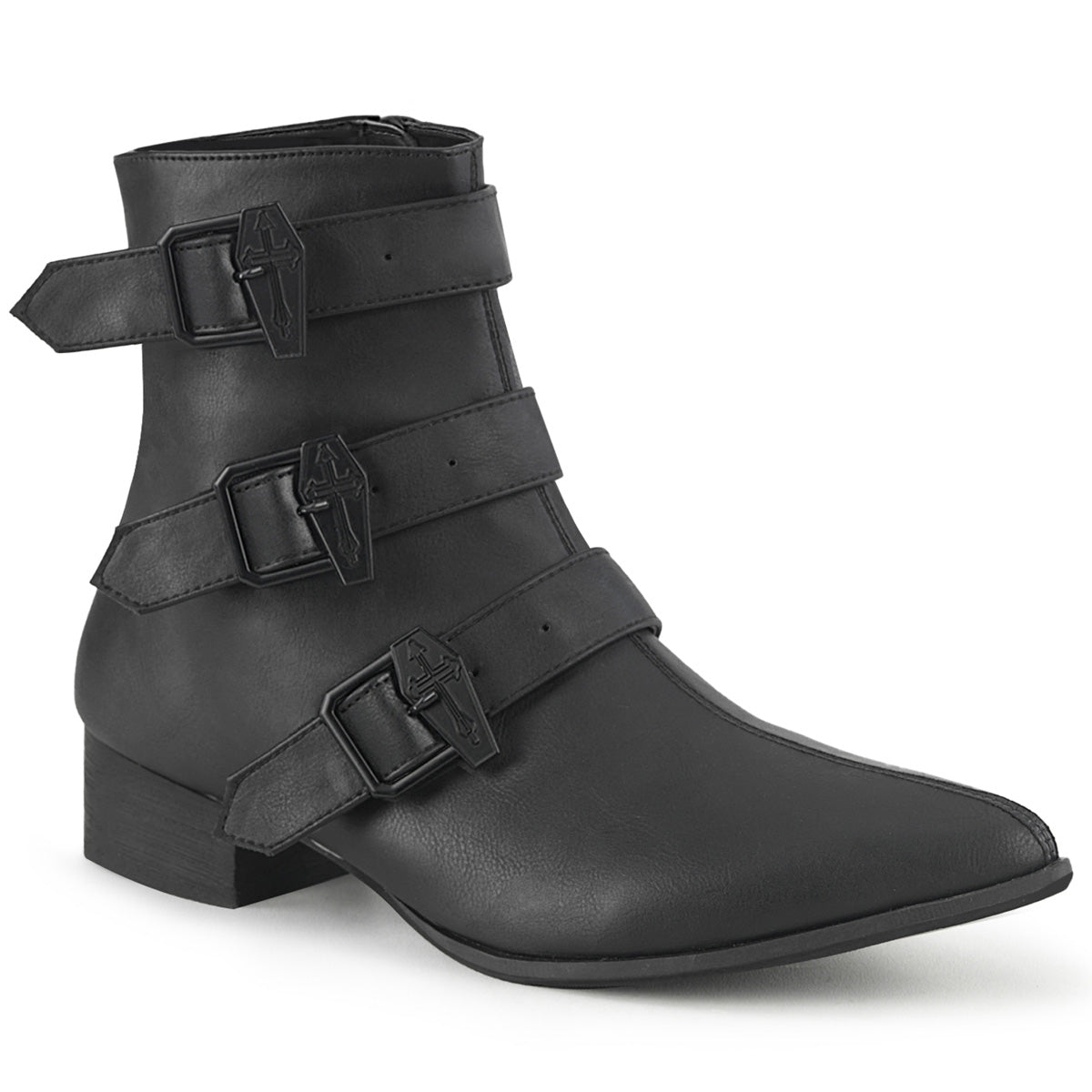 DemoniaCult Stivali da uomo WARLOCK-50-c BLK VEGAN PELLE