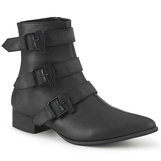 DemoniaCult Stivali da uomo WARLOCK-50-c BLK VEGAN PELLE