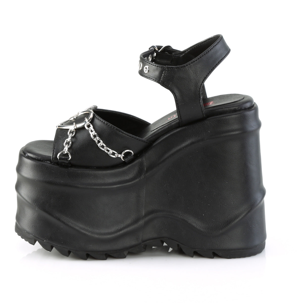 DemoniaCult Sandali femminili WAVE-09 pelle vegana BLK