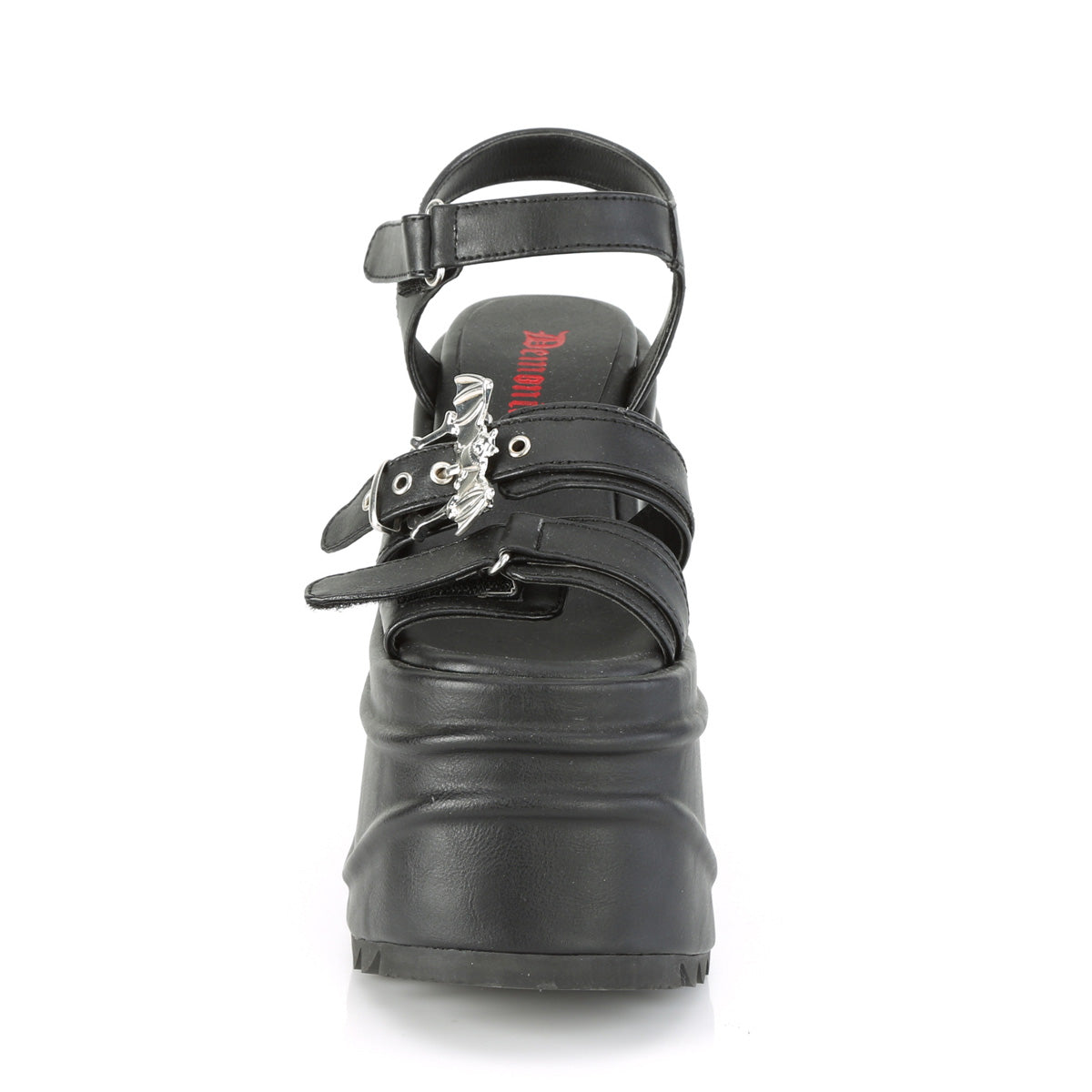 DemoniaCult Sandali femminili WAVE-13 pelle vegana BLK