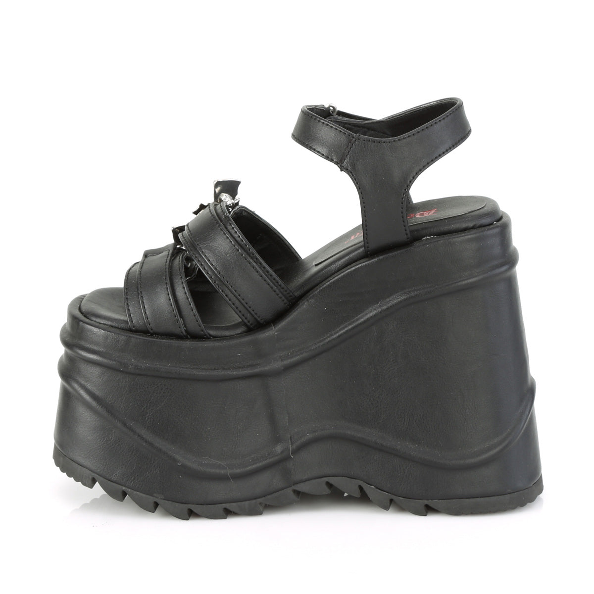 DemoniaCult Sandali femminili WAVE-13 pelle vegana BLK