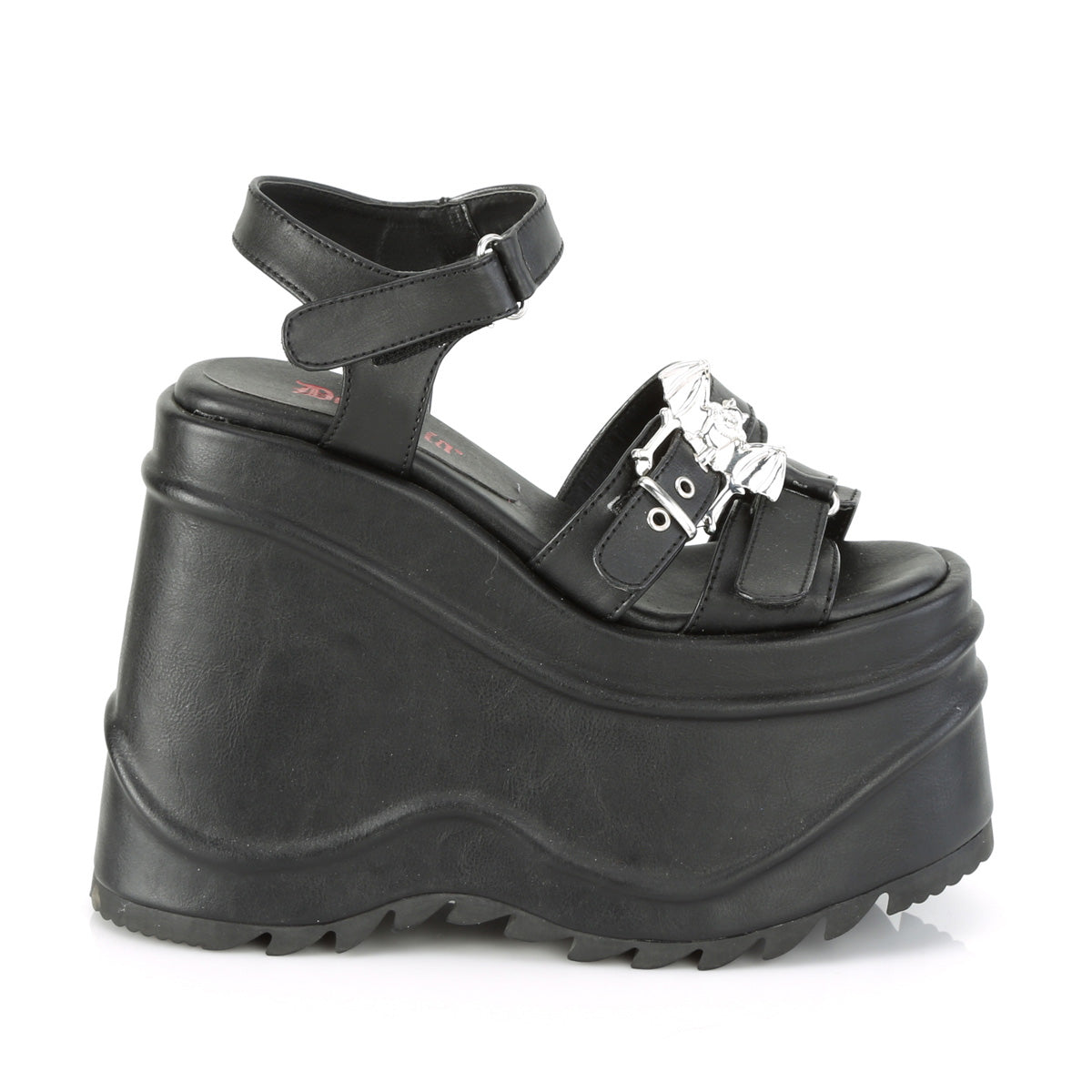 DemoniaCult Sandali femminili WAVE-13 pelle vegana BLK