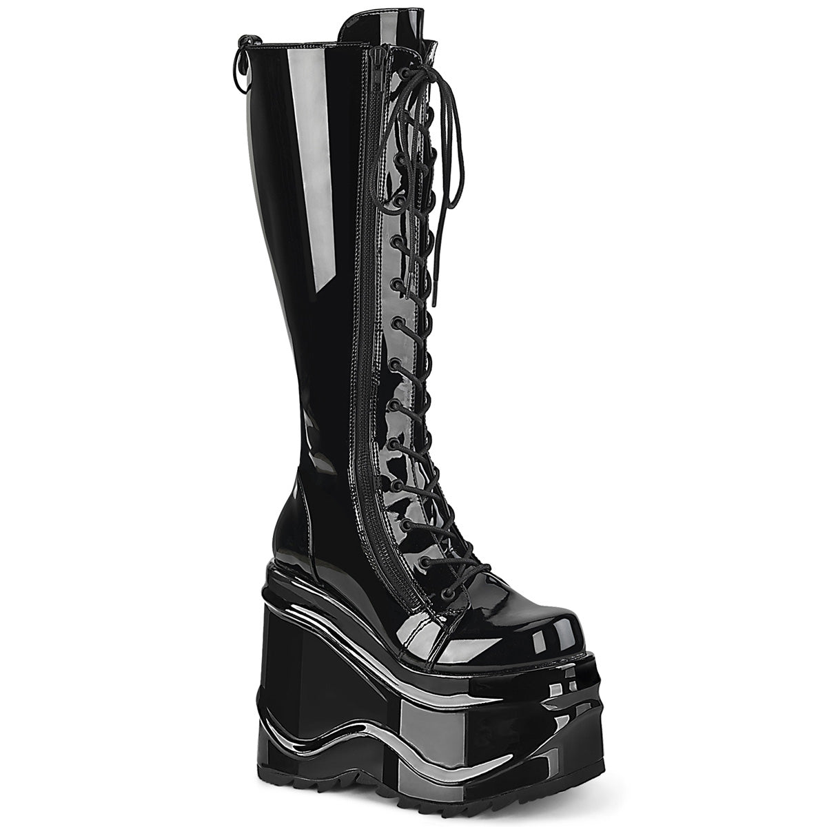 DemoniaCult Stivali da donna WAVE-200 brevetto BLK