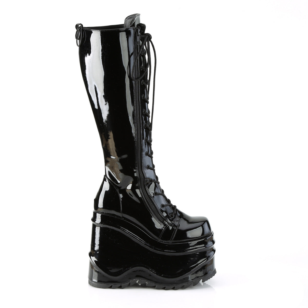 DemoniaCult Stivali da donna WAVE-200 brevetto BLK