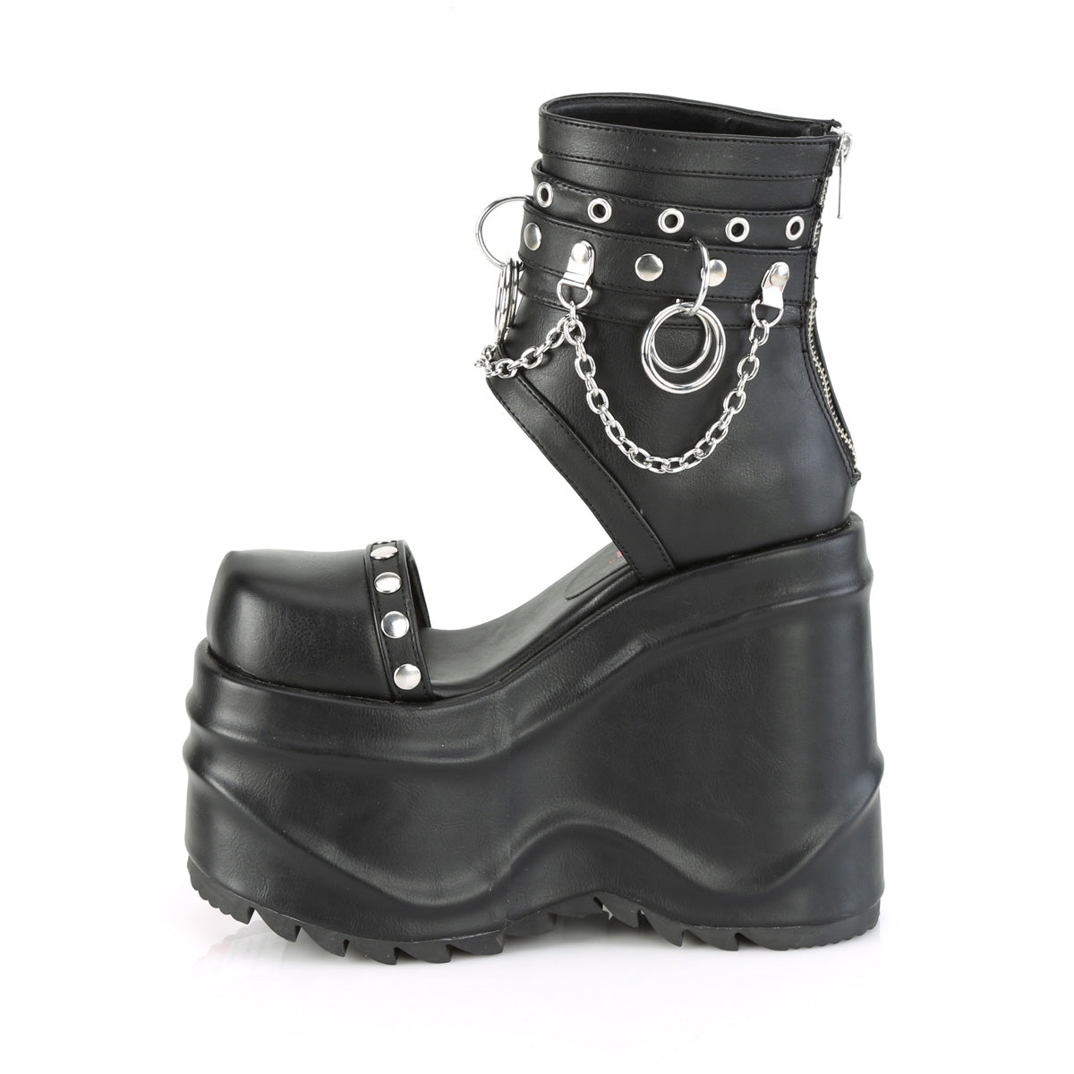DemoniaCult Sandali femminili WAVE-22 pelle vegana BLK