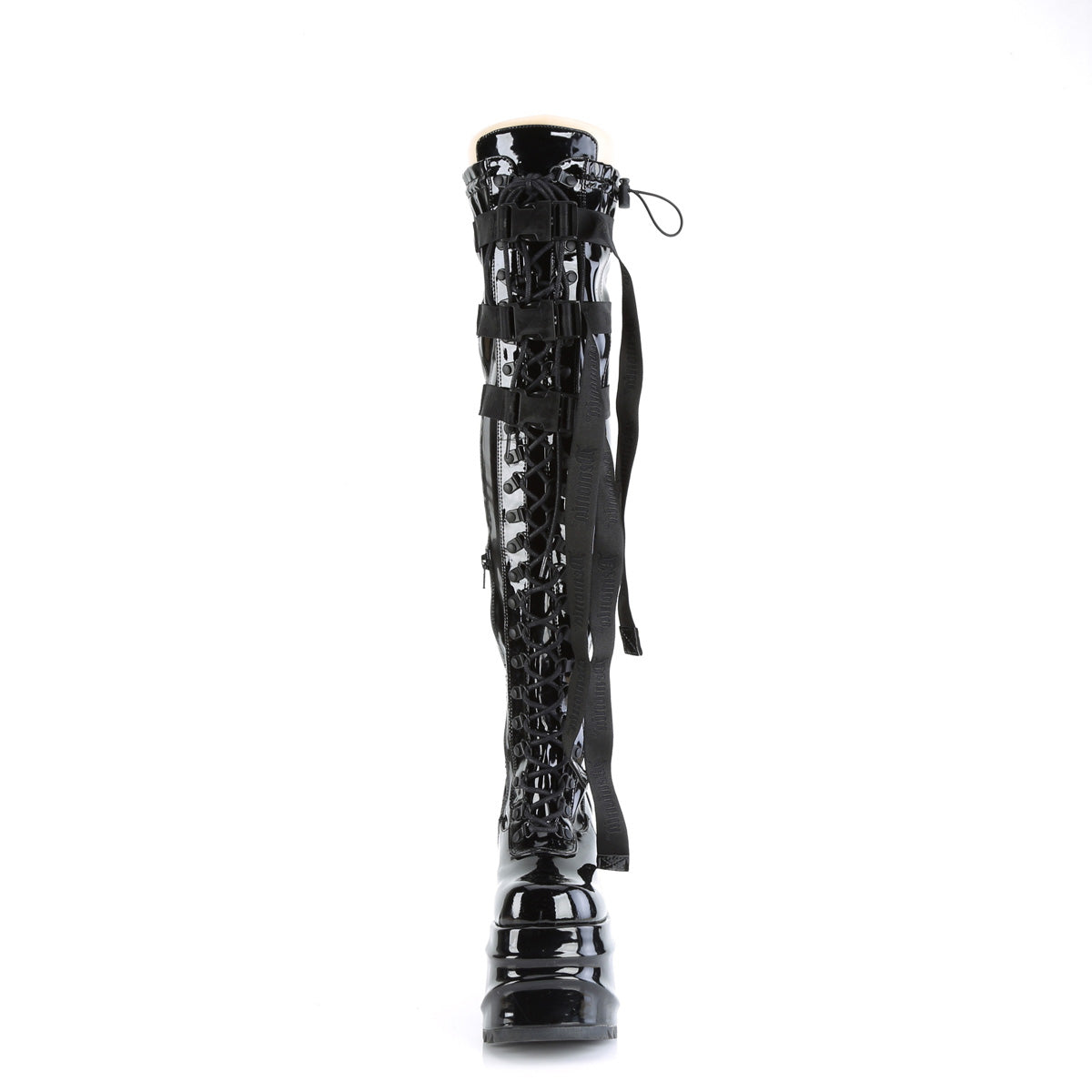 DemoniaCult Stivali da donna WAVE-315 blk elastyt pat