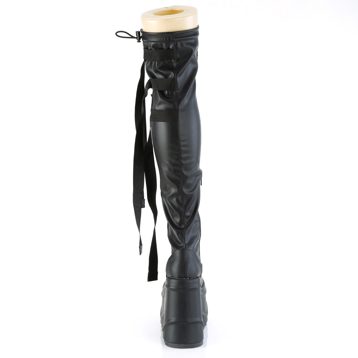 DemoniaCult Womens Boots WAVE-315 Blk Stretch Vegan Leather