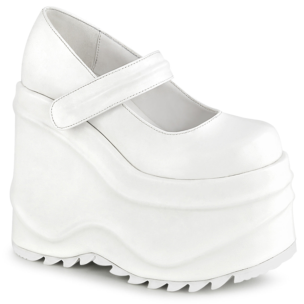 DemoniaCult Women's Heels & Platform Shoes WAVE-32 Wht Vegan Leather