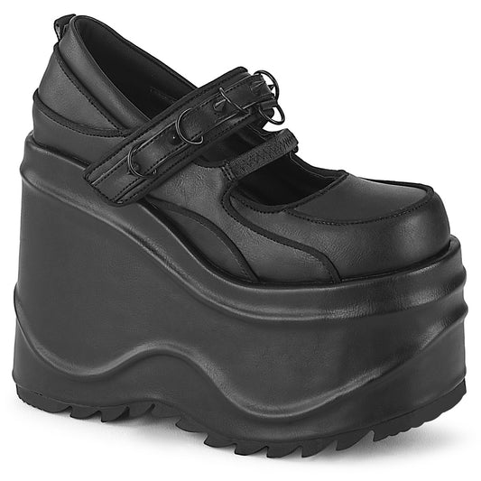 DemoniaCult Pompe da donna WAVE-48 pelle vegana BLK