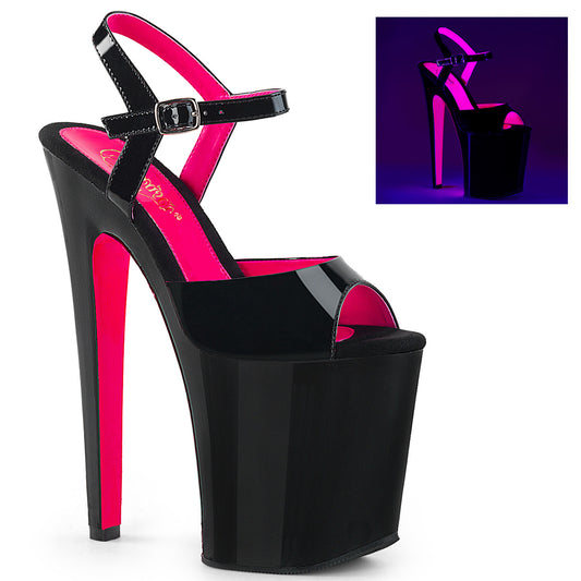 Pleaser Sandali da donna XTREME-809tt Blk Pat-Neon H. Pink / Blk