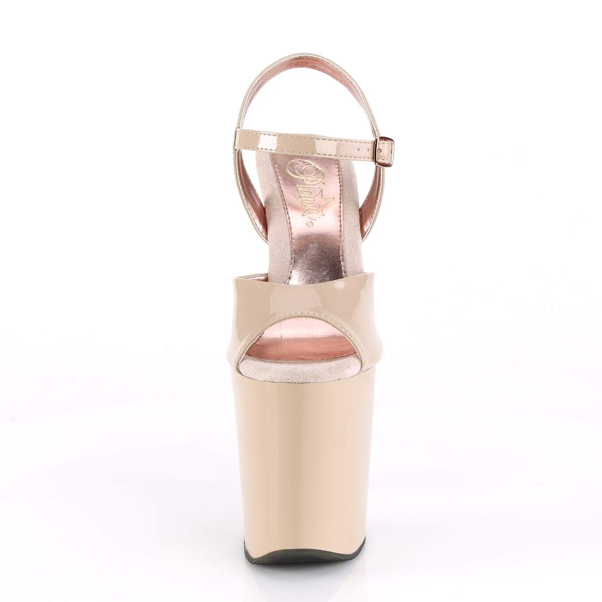 Pleaser Sandali da donna XTREME-809tt Nude Pat / Nude-Rose Gold Chrome